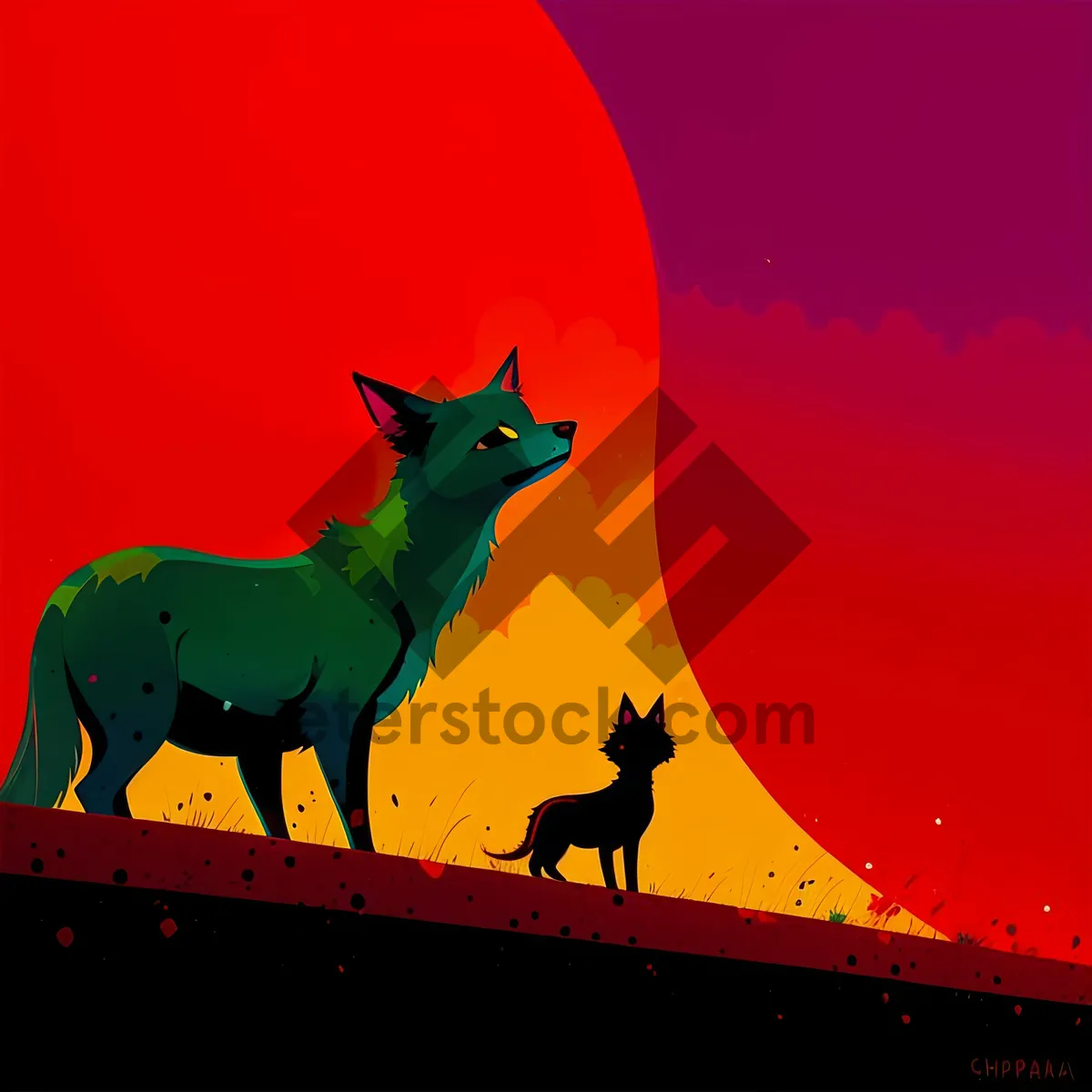 Picture of Silhouette Moon: Desert Sunset Art with Giraffe