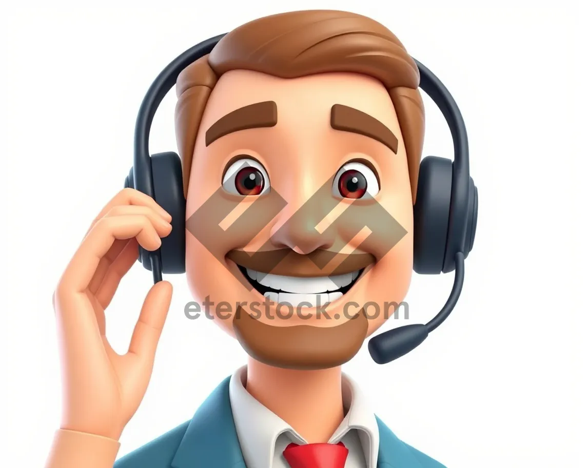 Picture of Comic Cartoon Character with Fun Headset Design