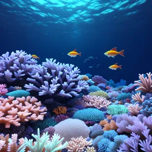 Colorful Coral Reef Haven: Exotic Marine Life in Sunlit Waters