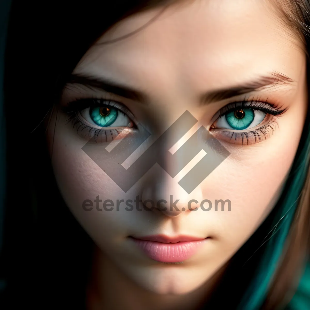 Picture of Seductive brunette model captivating with natural beauty.