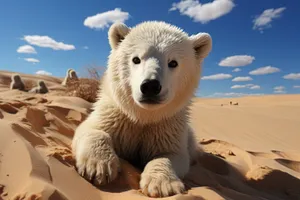 Cute Polar Bear on Frigid Arctic Coastline