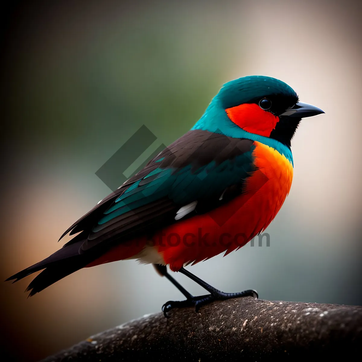 Picture of Colorful Parrot on Tropical Branch