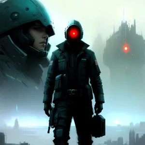 Worker in safety helmet on job site.