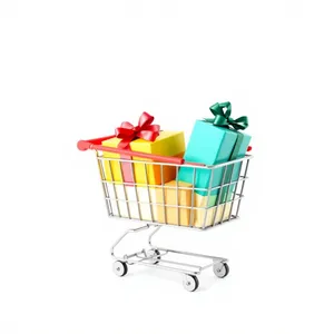 3D Empty Shopping Cart on Wheels Shopping Basket