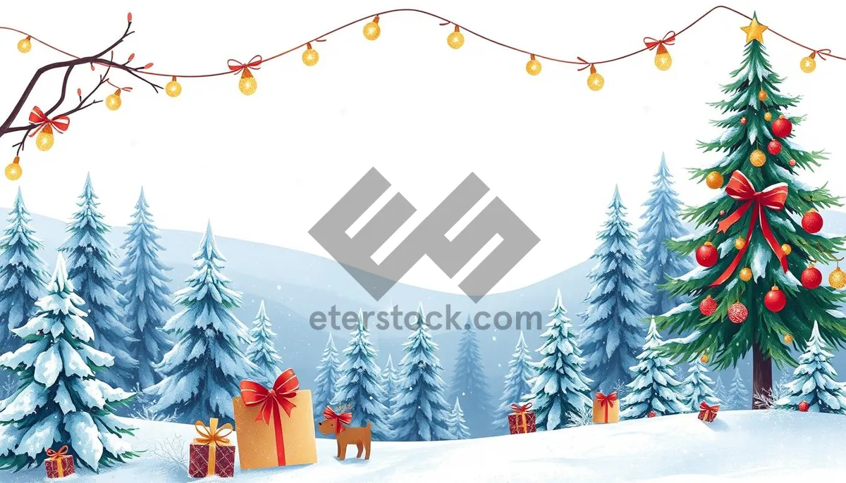 Picture of Winter Holiday Greeting Card with Snowflake Decoration