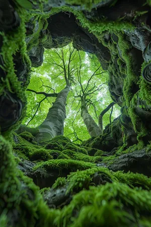 Tropical jungle foliage in the wild forest scene