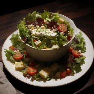 Fresh Vegetable Salad with Guacamole Dip