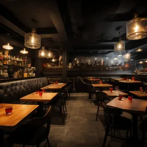 Modern luxury restaurant interior design with wooden furniture