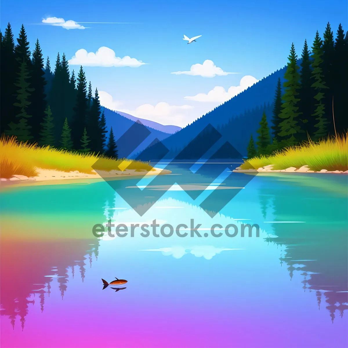 Picture of Serene Waterscape in Majestic Nature's Embrace