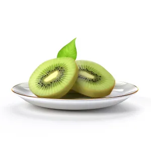 Fresh Kiwi Slices on Bamboo Plate