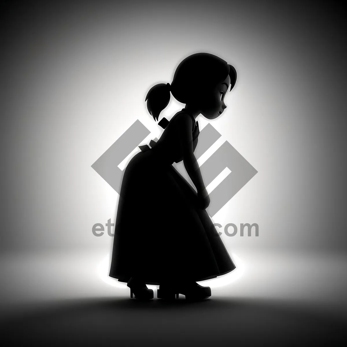 Picture of Elegant Silhouette of Newlywed Bride and Groom.