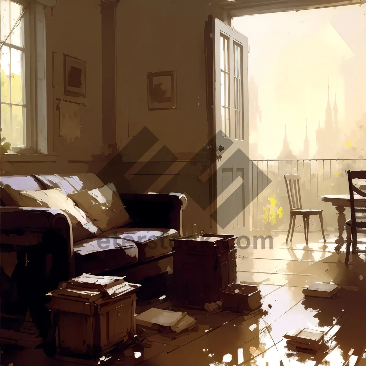 Picture of Modern Wood-Style Interior with Comfortable Furniture