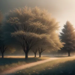 Snowy Park Bench Under Winter Sunset