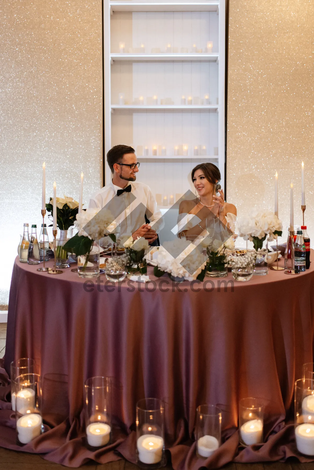 Picture of Happy newlyweds celebrate love at wedding party