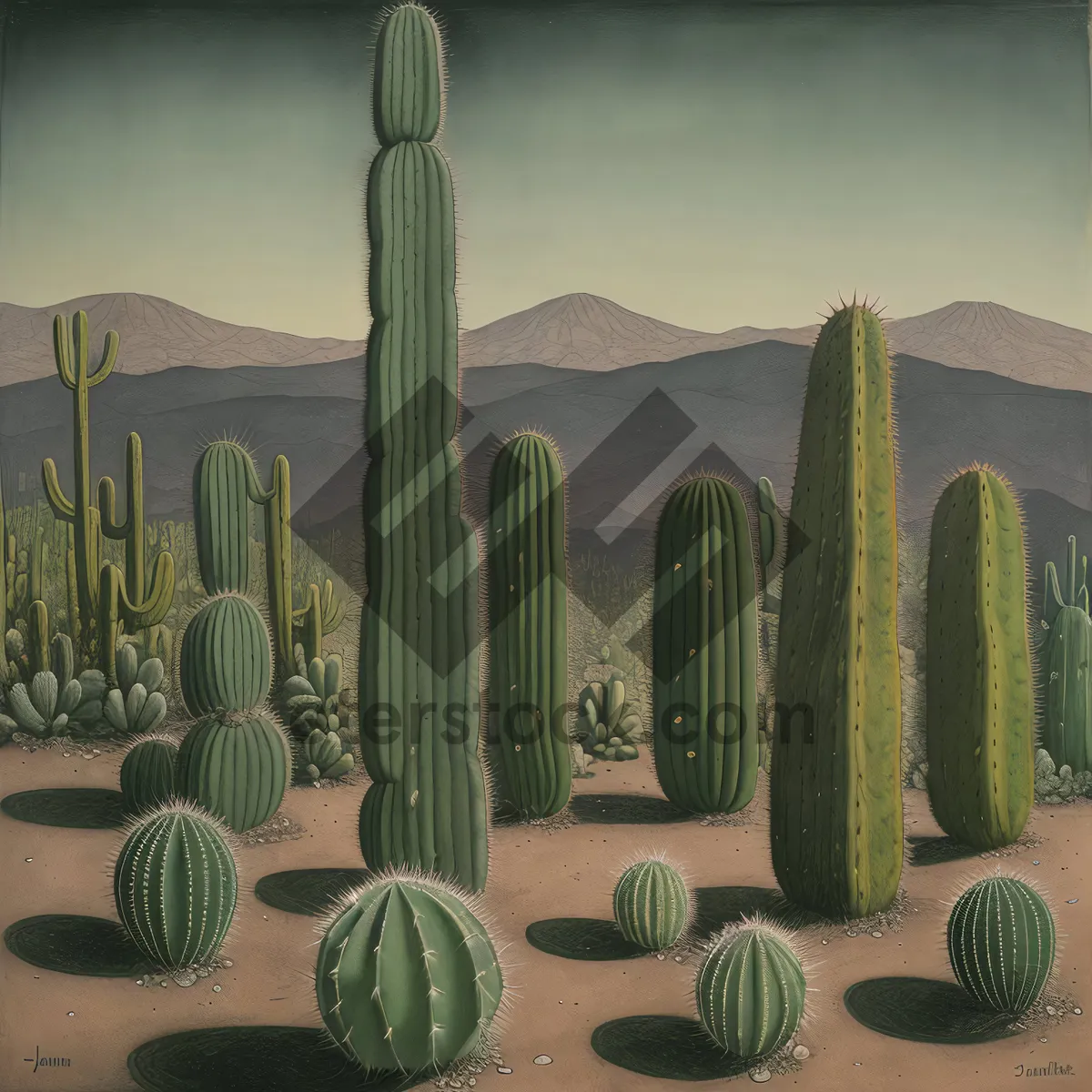 Picture of Desert Sky: Majestic Saguaro Cactus Landscape