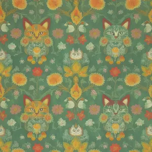 Vintage Floral Fabric Pattern Wallpaper