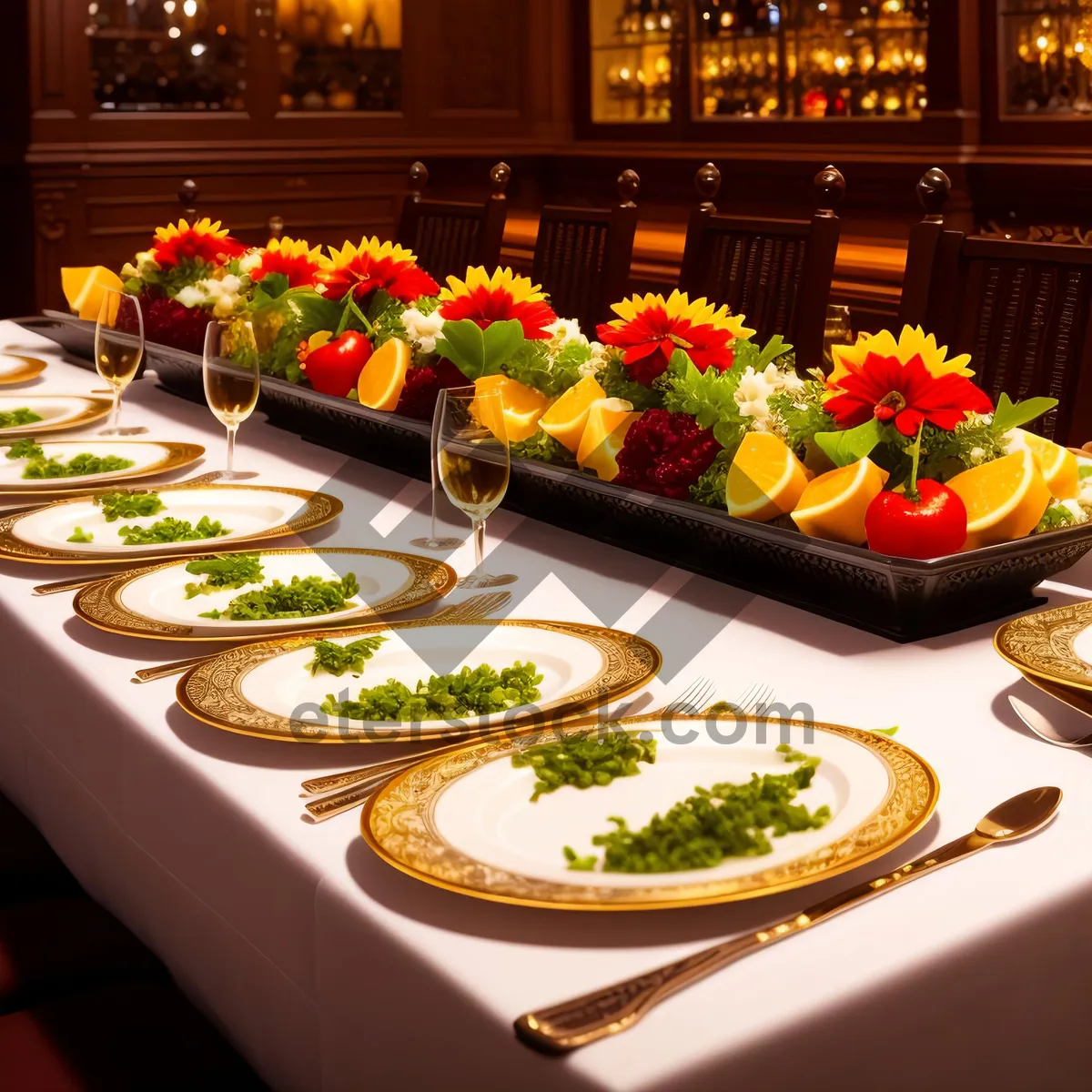 Picture of Sumptuous Banquet Spread with Gourmet Delicacies