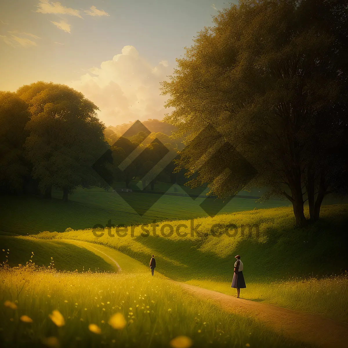 Picture of Golden Rapeseed Fields Under a Summer Sky