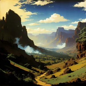 Majestic Grand Canyon Valley Landscape Under Clear Skies