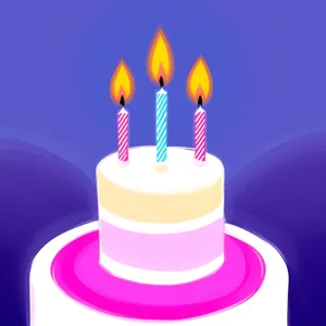 Birthday Celebration: Illuminated Cake with Burning Candles