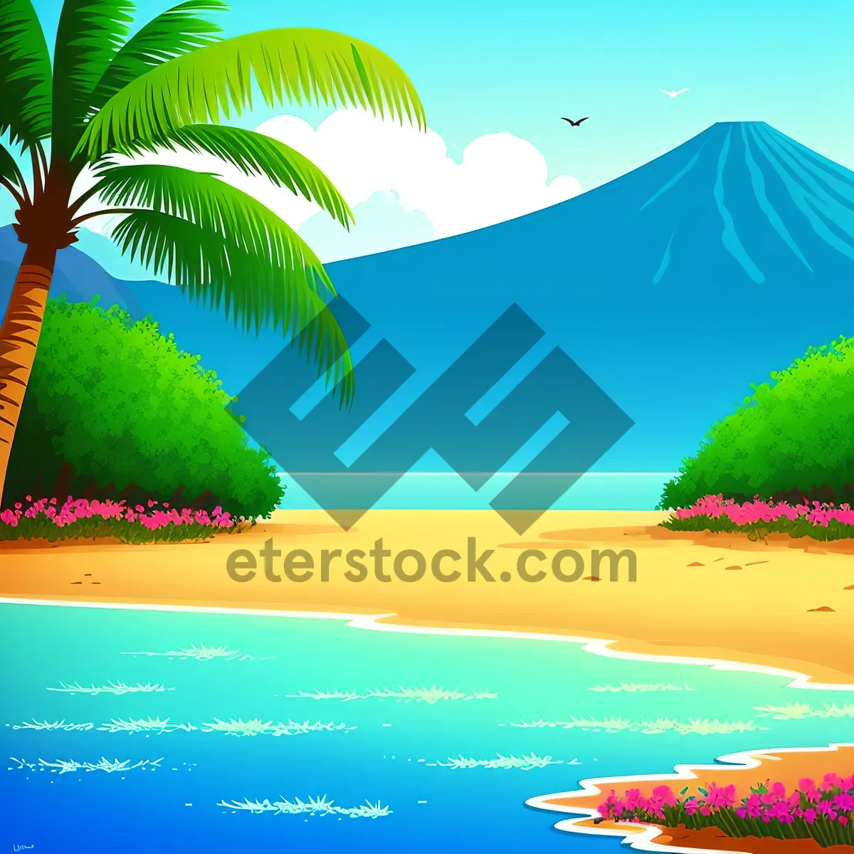 Picture of Tropical Paradise: Seaside Bliss with Palm Trees