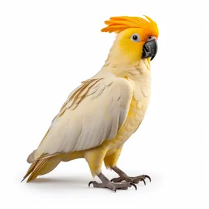 Fluffy Yellow Cat Bird in Studio Portrait