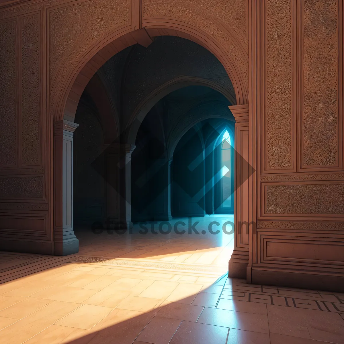 Picture of Antique Stone Archway in Historic Hallway