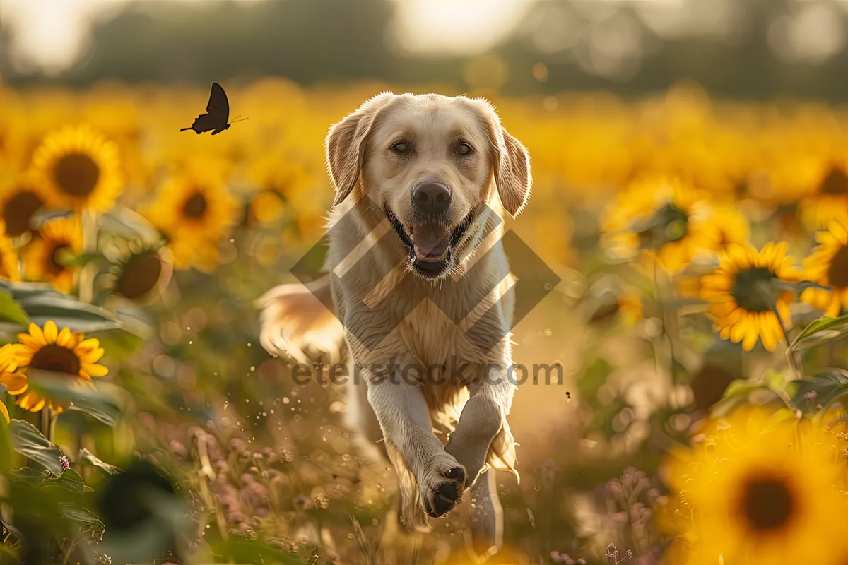 Picture of Adorable studio portrait of cute Golden Retriever puppy