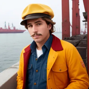Smiling Engineer in Hardhat on Construction Site