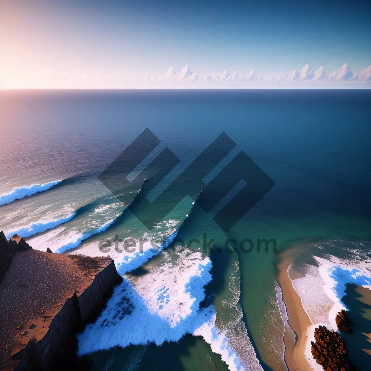 Picture of Serenity by the Shore: Tranquil Beachscape with Turquoise Waves