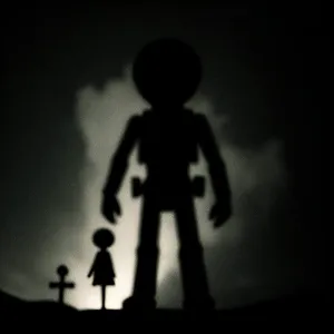 Silhouette of Man in Dark Cemetery