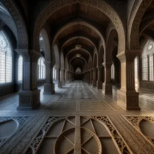 Stunning Gothic arches in ancient cathedral interior