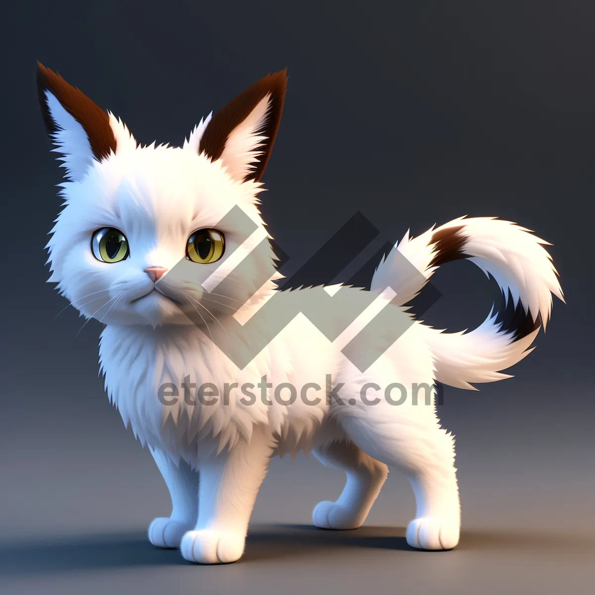Picture of Cute Fluffy Kitten Sitting with Curious Eyes