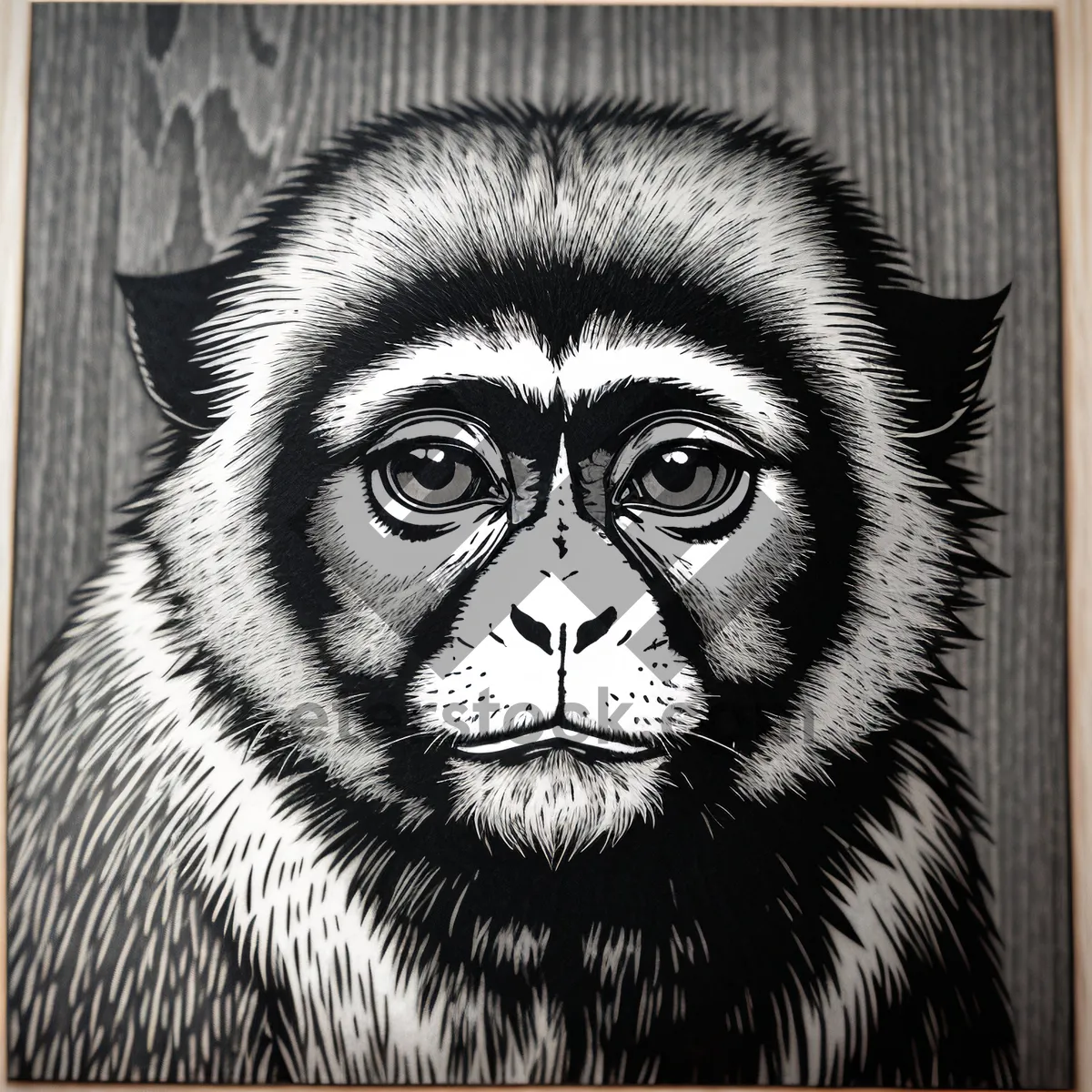 Picture of Majestic Primate Portrait: Gibbon, Ape, and Lion Showcase