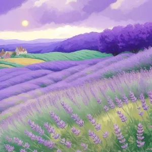 Lavender Field in Blooming Summer Meadow