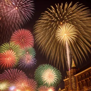 Vibrant Fireworks Illuminate Festive Night Sky