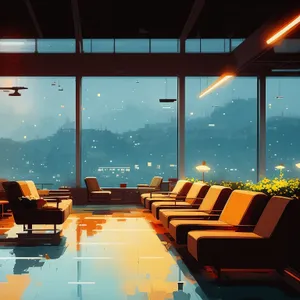 Modern and Spacious Classroom Interior with Comfortable Furniture.