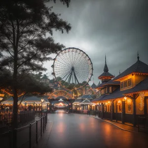 Cityscape at Night: Ferris Wheel Delight