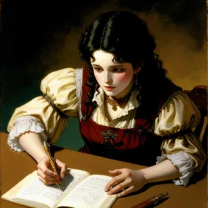 Happy businesswoman working on laptop in office