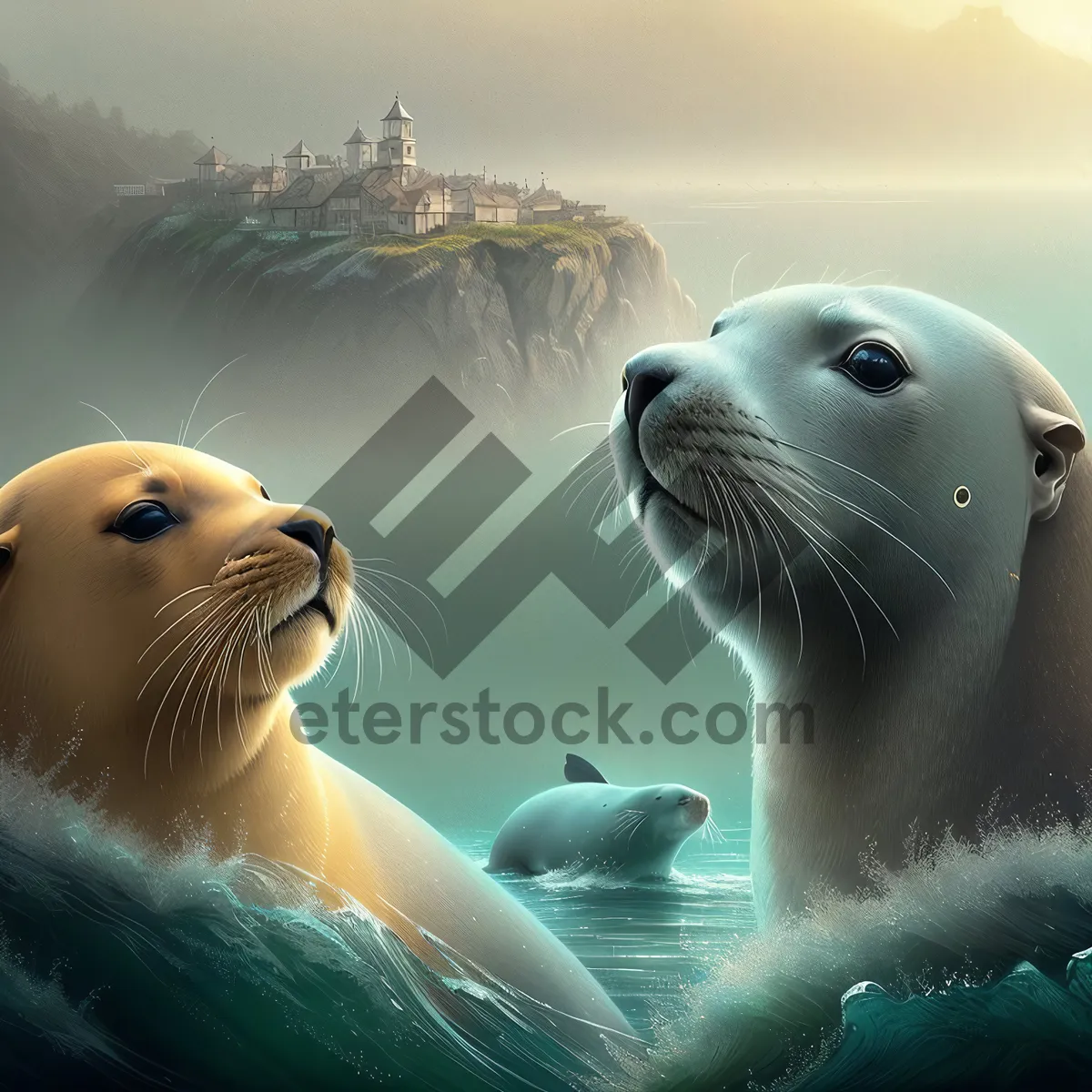 Picture of Cute Otter Resting by the Sea