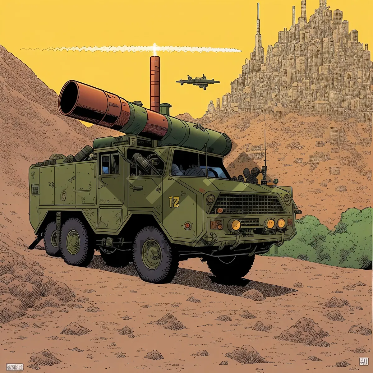 Picture of Skybound Military Rocket Truck: High-Performance Weaponized Transportation