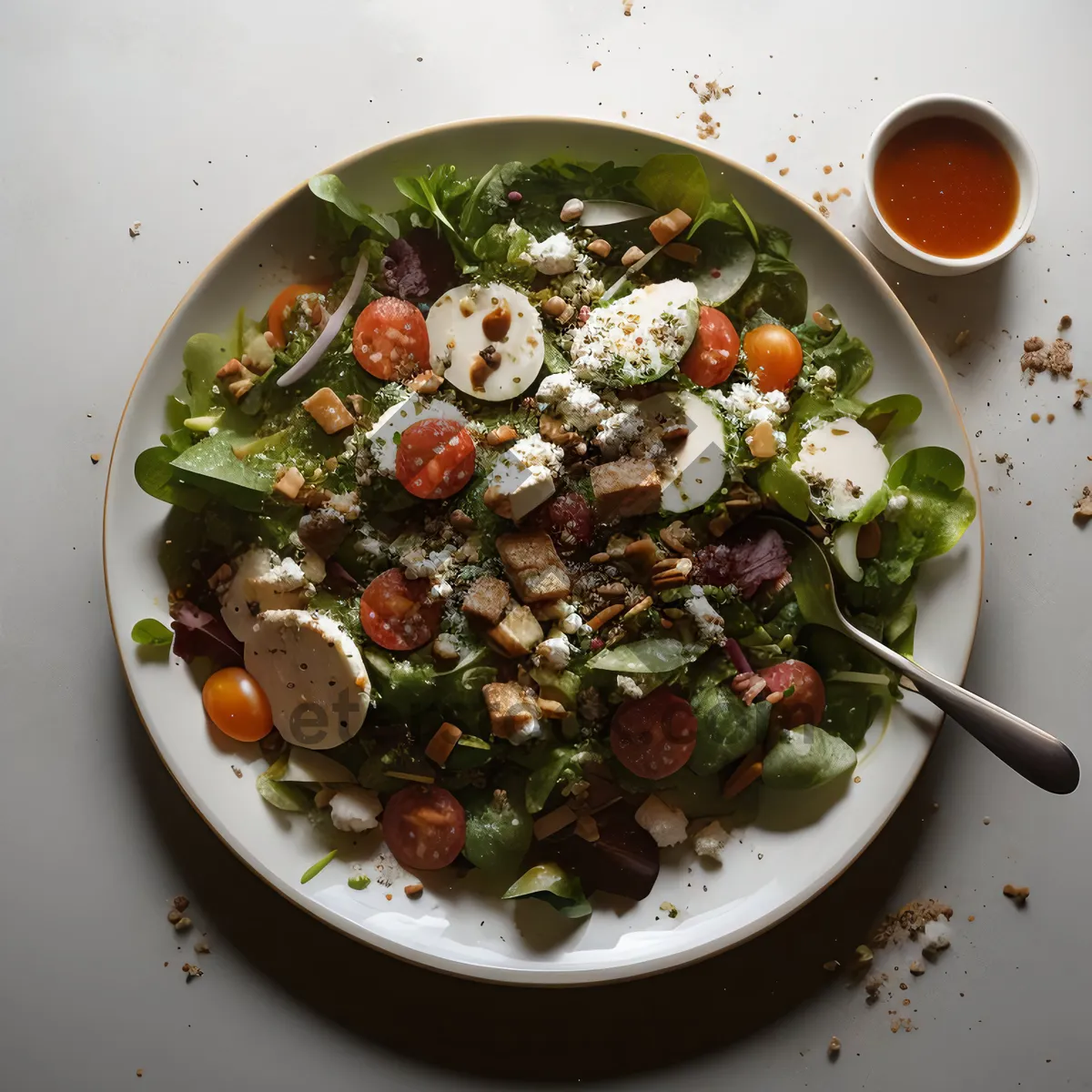 Picture of Fresh Vegetable Salad Plate with Gourmet Meat
