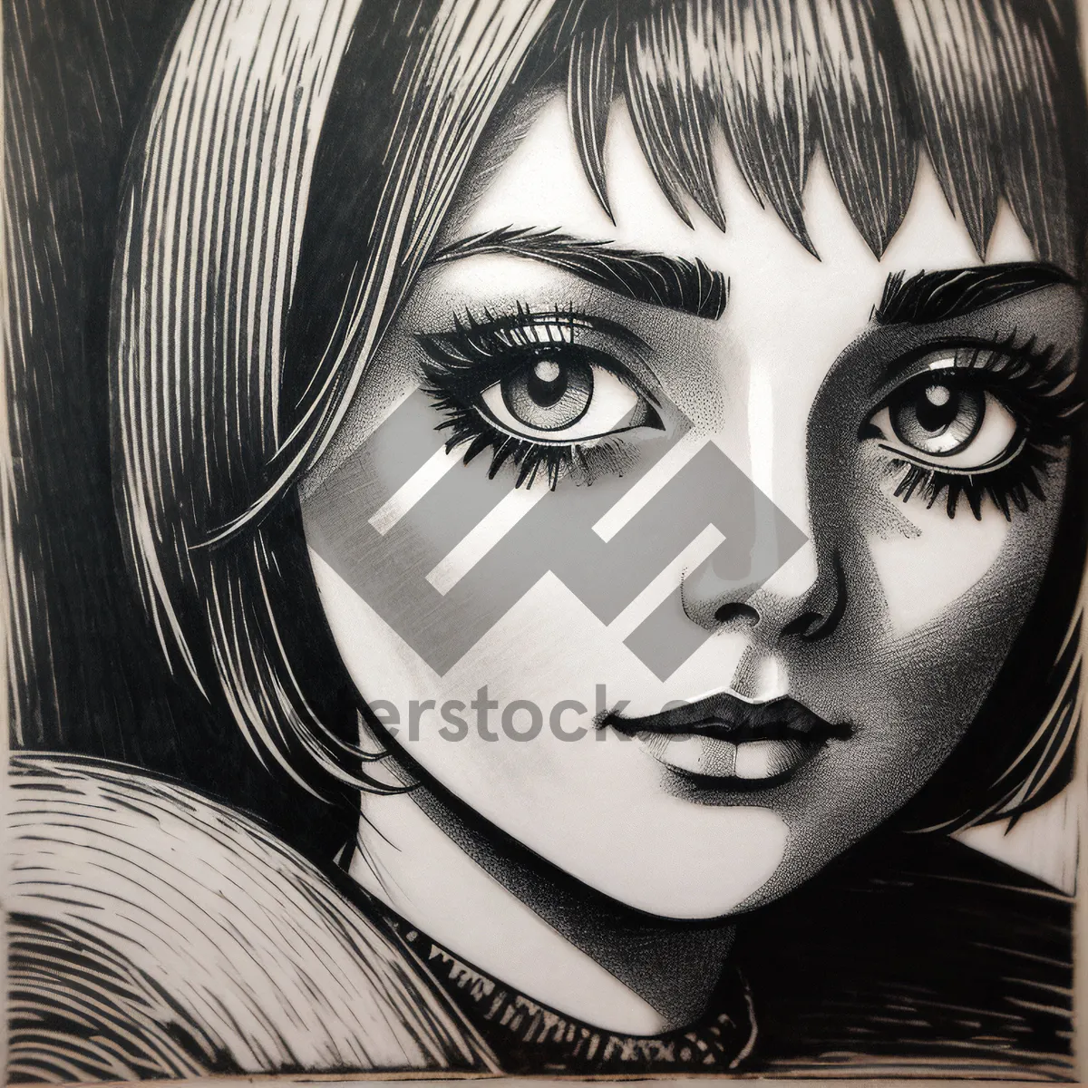 Picture of Sultry Beauty: Stunning Close-Up Portrait of a Dark-Haired Adult
