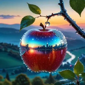 Festive Winter Apple Tree Ornament Decoration