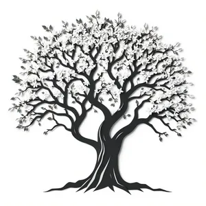 Black floral tree silhouette graphic pattern