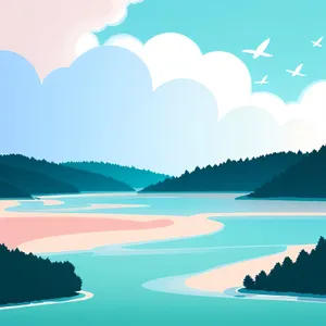 Serene Summer Landscape Sky Art Design