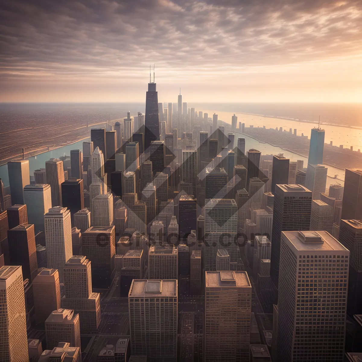 Picture of Metropolis at Sunset: Urban Skyline Silhouette