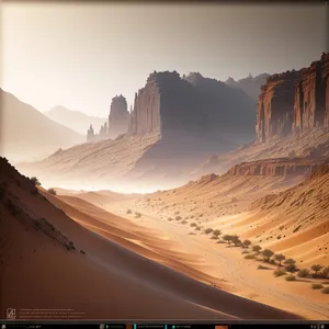 Majestic Desert Landscape - Sandstone Canyon in National Park