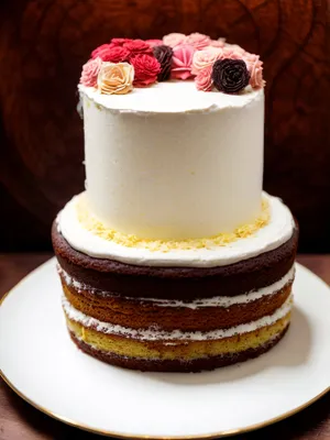 Delicious Berry Cream Cake with Chocolate Drizzle