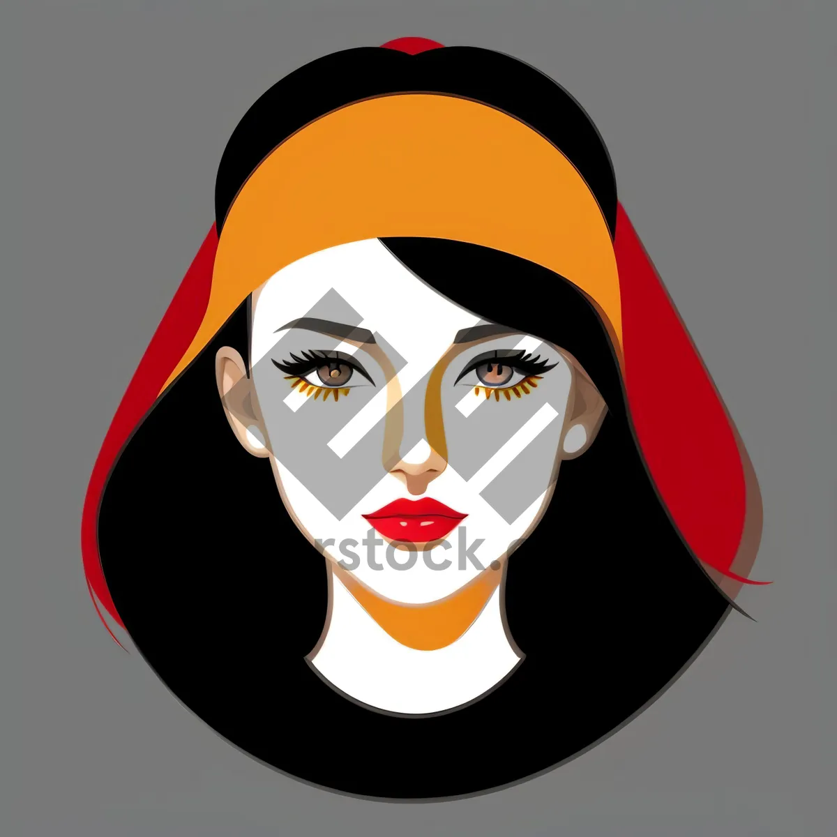 Picture of Cartoon Fashion Face with Cute Mask and Artistic Hair